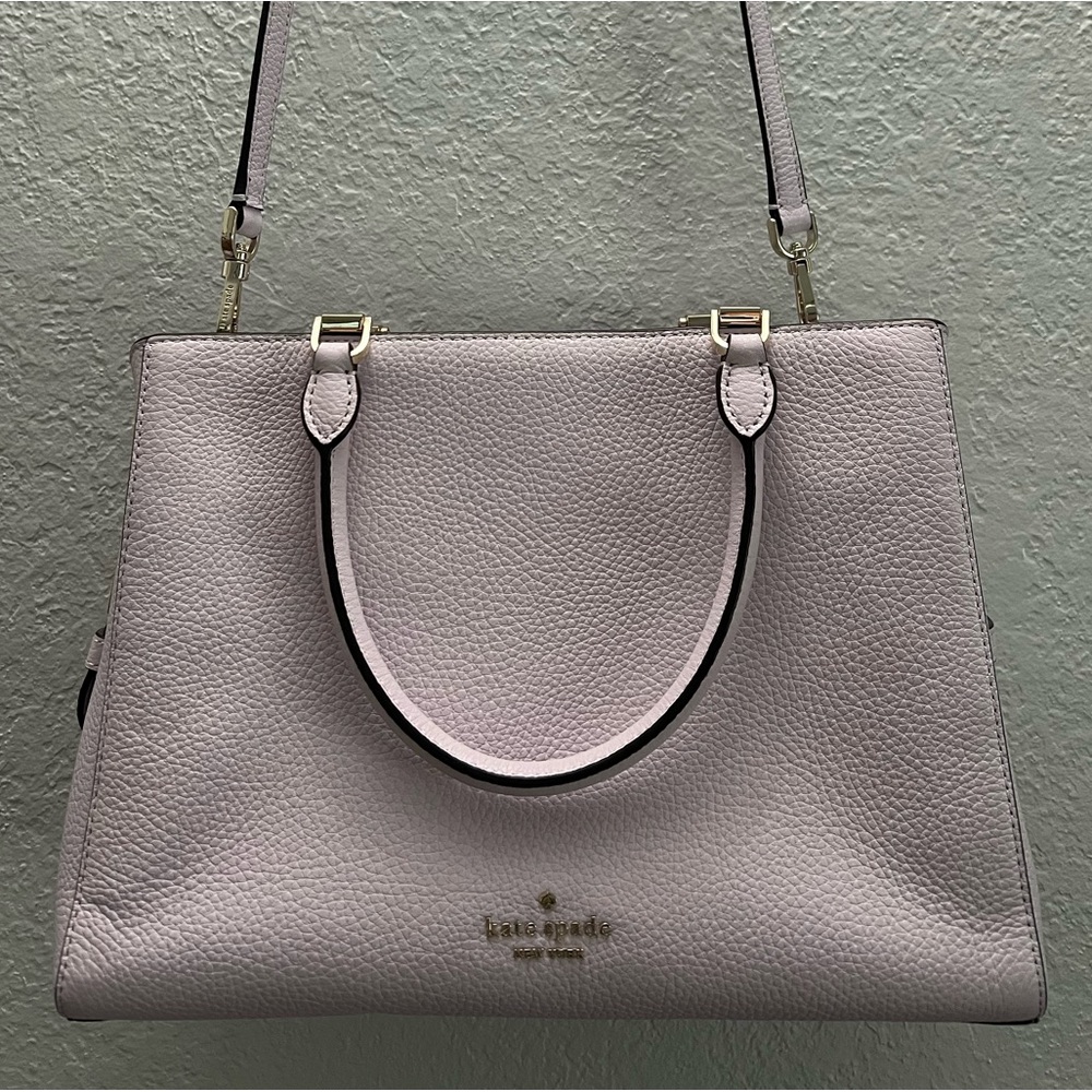 KATE SPADE LEILA MEDIUM TRIPLE COMPARTMENT SATCHEL LEATHER SHOULDER BAG LILAC